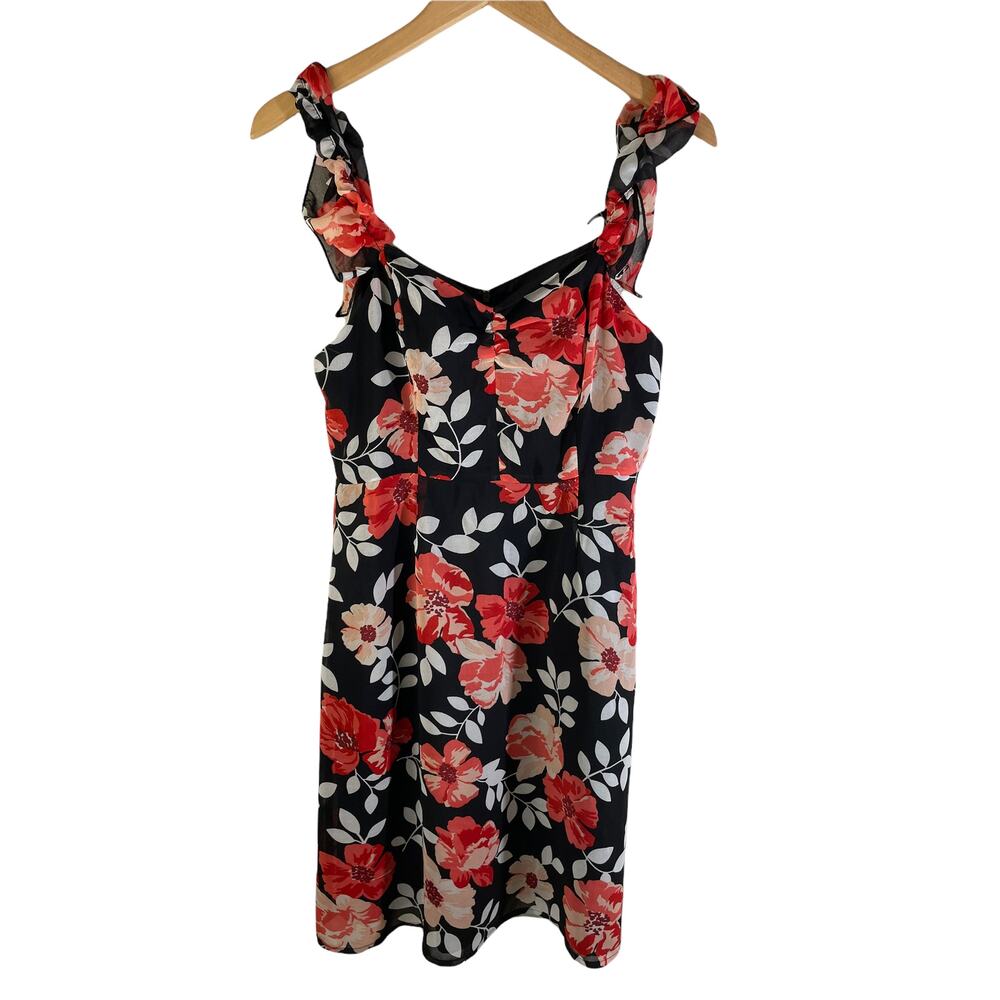 Forever 21 Ruffle Babydoll Milkmaid Mini Dress Dark Floral Medium Whimsigoth